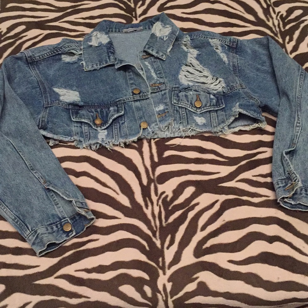 LF Stores Carmar brand distressed jean jacket